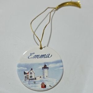 Personalized Ceramic Lighthouse Holiday Ornament